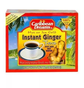 Caribbean Dreams Instant Ginger Tea pre-dolcito 10 bustine 6,35 once (confezione da 3) - Foto 1 di 3