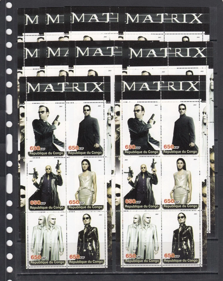 Matrix Cinema Movie Actors 2003 Congo MNH 6 v M/s perfecto conjunto X 10 lote al por mayor Foto 1 de 1