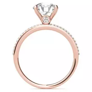 1.30Ct Round Cut Moissanite Solitaire Engagement Ring 14K Rose Gold Over. - Picture 1 of 10