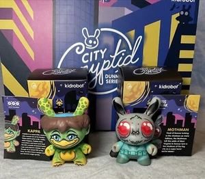 LOT OF 2 Kidrobot CITY CRYPTID Dunny Series MOTHMAN & HAPPY KAPPA - Picture 1 of 8