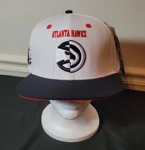 Men PRO STANDARD White Black Atlanta Hawks Retro Classic Logo Snapback Hat New - Picture 1 of 9
