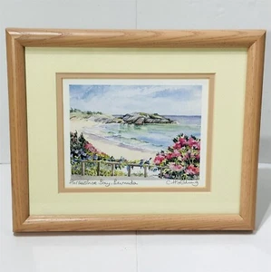 VTG Carole Holding Watercolor Bermuda Horseshoe Bay Print Signed 9x11 Mat Framed - Picture 1 of 13