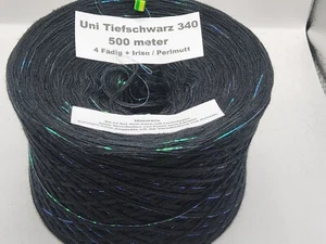 1,40EURO/100 m Bobbel Tiefschwarz 4 Fädig  + Irise Perlenglanz Farbverlaufsgarn - Bild 1 von 3