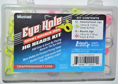 LELAND'S LURES crappie magnet eye hole jig heads kit assortment scent holder jigs FFS visible