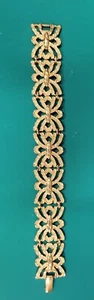Vintage Sarah Coventry Wide Panel Scroll Bracelet Filigree Gold Tone Shiny - Picture 1 of 11