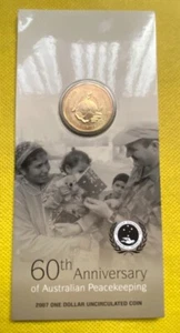 2007 $1 60th Anniversary of Peacekeeping UNC Carded Coin - Picture 1 of 4