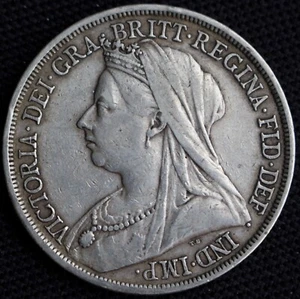 1893 GREAT BRITIAN CROWN .925 SILVER - Victoria - St. George Slaying Dragon - Picture 1 of 5