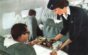 American Airlines Enjoy Delicious Meals 1961 Passenger Cabin Postcard - Picture 1 of 2