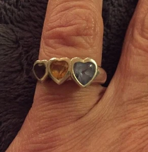 Women’s 6 1/2 Sterling Silver Hearts Ring - Picture 1 of 12