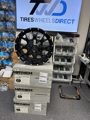 Set 4 18" Mayhem Warrior 18x9 Matte Black 5x150 5x5.5 Wheels 18mm Rim Fit Tundra - Image 1 of 4