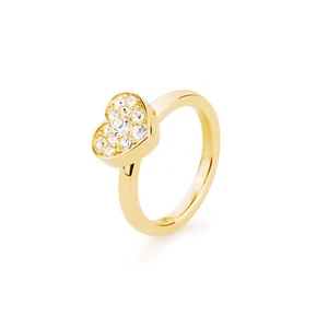 Brosway Tring Women's Heart Ring Yellow Steel Solitaire Crystal 12 14 16 - Picture 1 of 2