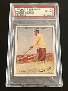 1930 W. D. & H. O. WILLS #7 WALTER HAGEN ROOKIE PSA 6 SOLO 44 CARTE CLASSIFICATE SUPERIORI - Foto 1 di 5