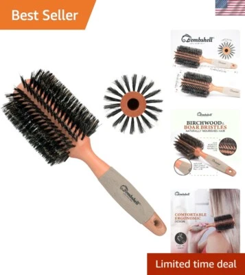 Escova de cerdas de javali cabo de madeira 10"" desembaraçar estilo salão cuidados naturais com os cabelos - Imagem 1 de 4