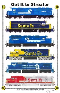 Póster Get It To Streator (Conrail & Santa Fe) 11""x17"" firmado por Andy Fletcher - Imagen 1 de 1