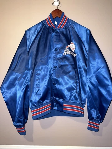 VINTAGE DEADSTOCK ATLANTA BRAVES CHALK LINE SATIN JACKET medium double sided Cover