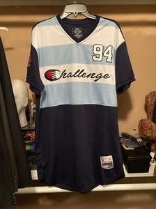 Bleecker & Mercer Mens Navy Graphic Challenge Short Sleeve Jersey T Shirt Sz XL - Picture 1 of 6