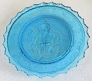 Bowers Museum Teal Blue Horse and Rider Souvenir Dish Pairpoint - Picture 1 of 4