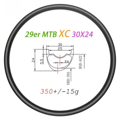 Llantas de carbono 29er Crosscountry XC MTB 30x24 mm Foto 1 de 4