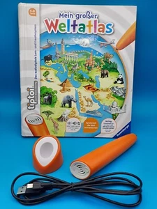 Tiptoi Set Buch Weltatlas + Stift Aufnahmefunktion 3. Generation Kabel Halter - Bild 1 von 7