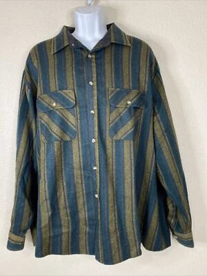 Northwest Territory Men Big Size 2X Teal Plaid Button Up Acrylic Shirt Long Slee - Image 1 of 4