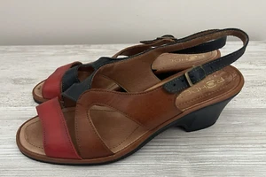 ROHDE LADIES LEATHER OPEN TOE SANDALS MULTICOLOUR ADJUSTABLE STRAPS SZ 9 - Picture 1 of 9