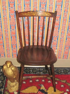 Silla de campo Lambert Hitchcock Stonington estampada y decorada a mano 409 Foto 1 de 4