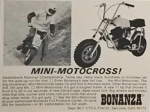 1969 Bonanza Mini Cross Mini-Bike Print Ad Winner at Saddleback Park - Bild 1 von 1