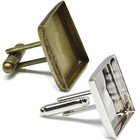20mm SQUARE CUFFLINKS Finding Blanks ROSE GOLD Glass Cabochon Settings Bases DIY
