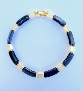 Vintage Napier Choker Halskette Schwarz/Perle Farbe/Gold Lucite Link - Bild 1 von 13