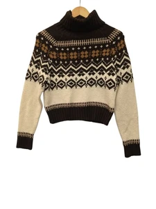 American Eagle Fair Isle Sweater Cropped Chunky Turtleneck Soft Cozy Small - Picture 1 of 12