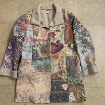 Alberto Makali Patchwork Faux Shearling Coat Women’s Size M - Image 1 of 4