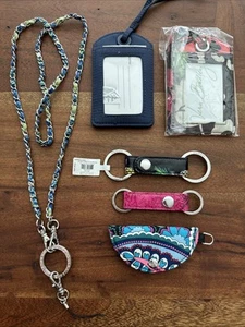 Vera Bradley 6 Piece Bundle Keychains, Luggage Tags, Lanyard Some NWT - Picture 1 of 14