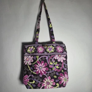 Vera Bradley Purple Punch Floral Shoulder Bag Quilted Toggle Purse Tote Handbag - Picture 1 of 5