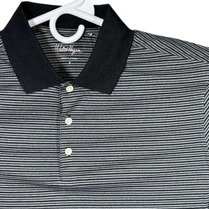 Walter Hagen Essentials Men's Small Stripe Polo Shirt Black Golf Moisture Wick - Picture 1 of 13