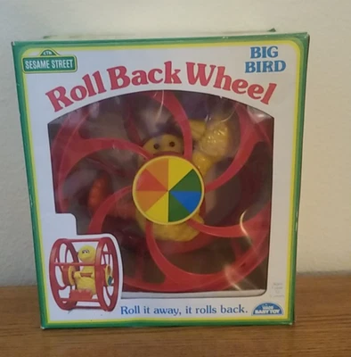 Винтажная редкая детская игрушка 1990 Big Bird Roll Back Wheel Sesame Street - Изображение 1 из 4