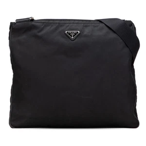 PRADA Safiano Triangle With logo Shoulder Bag Women 【Used】 - Picture 1 of 11