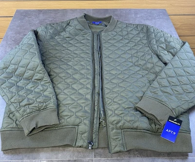 Apt 9 Men's Olive Green Quilted Bomber Style Jacket Size 2XL New w/ tags - Image 1 of 4