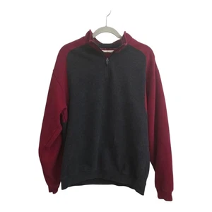 Mens Cutter & Buck Med 1/4 Zip Soft Red Gray Pullover Sweatshirt Outdoor Wear  - Picture 1 of 7