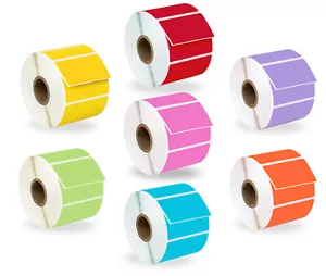 49 rolls 2.25x1.25 COLOR Labels RED GREEN YELLOW BLUE ORANGE PINK LAVENDER - Picture 1 of 7