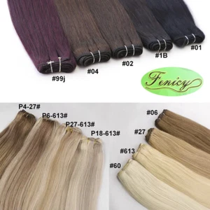 Real Remy Weft Human Hair Extensions Sew In Weave Double Weft Thick Hair 16"-28" - Picture 1 of 75