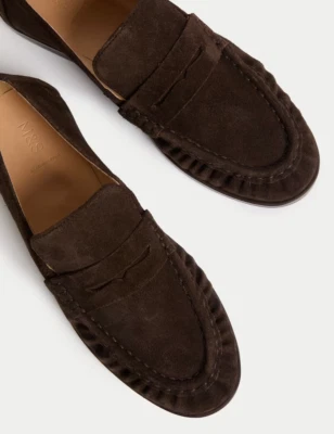 M&S MARKS & SPENCERS, SUEDE LOAFERS CHOCOLATE SIZE 4 5 6 6.5 7 8 SOLD OUT! VIRAL