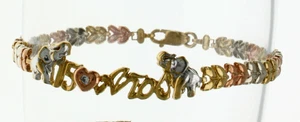 Quince 15 Anos Sweet 15 Años Lucky Elephant Bracelet Solid 10K Multi Color Gold  - Picture 1 of 13