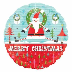 18" Santa Merry Christmas Metallic Foil Balloon - Christmas Party Decorations - Picture 1 of 1