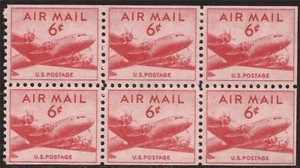 US Stamp 1949 6c Airmail DC-4 Skymaster 6 Stamp Booklet Pane Fresh Color #C39a - Picture 1 of 1