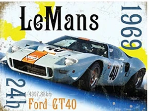 Le Mans 1969 Ford GT40 kleines Stahlschild 200mm x 150mm - Bild 1 von 1