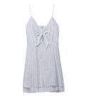 Rails Women's Blue/White Canela Striped AUGUST Mini Dress, Large Linen Blend