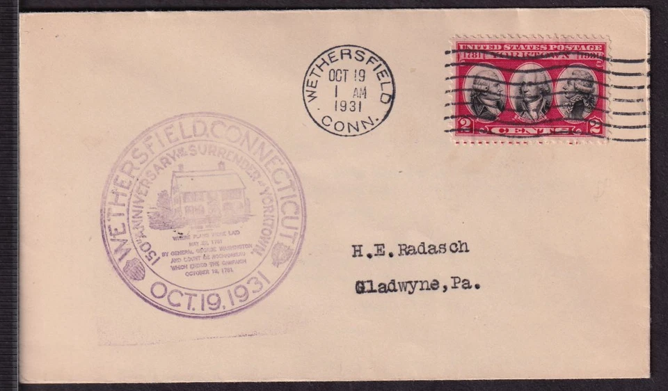 1931 Victory at Yorktown  Sc 703-1 Wethersfield Chamber of Commerce 1st (C - Image 1 of 1