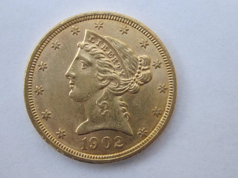 1902 LIBERTY HEAD HALF EAGLE $5 DOLLAR GOLD COIN VERY NICE PHILADELPHIA RARE Cover