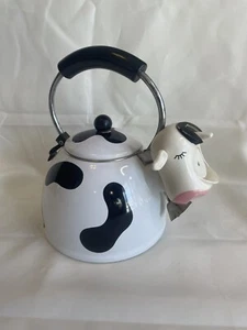 Vintage M Kamenstein Farm Cow Tea Kettle Enamel Whistling Teapot 1992 See Pics - Picture 1 of 21