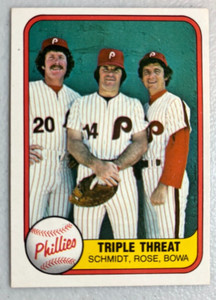 1981 Fleer Mike Schmidt Pete Rose Larry Bowa Triple Threat #645 Nrmt